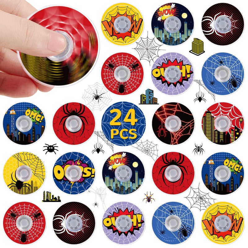 SCIONE 24Pack Spider Theme Fidget Spinner Toys for Kids Hero Theme Birthday Party FavorsGoodie Bags StuffersTreasure Box Toy Classroom PrizesPinata Stuffers for Boys Movie Fans - Image 3