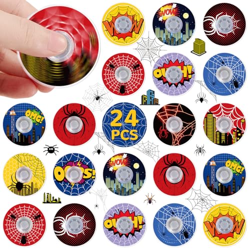 SCIONE 24Pack Spider Theme Fidget Spinner Toys for Kids Hero Theme Birthday Party FavorsGoodie Bags StuffersTreasure Box Toy Classroom PrizesPinata Stuffers for Boys Movie Fans - Image 1
