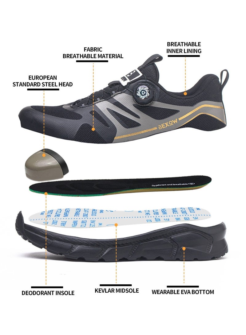 BEXOW Premium Safety Shoes Steel Toe Lightweight Slip Resistant Breathable Work Sneakers with Kevlar Midsole Anti-Smashing Puncture Proof Comfortable Industrial Footwear for Men and Women - Image 3