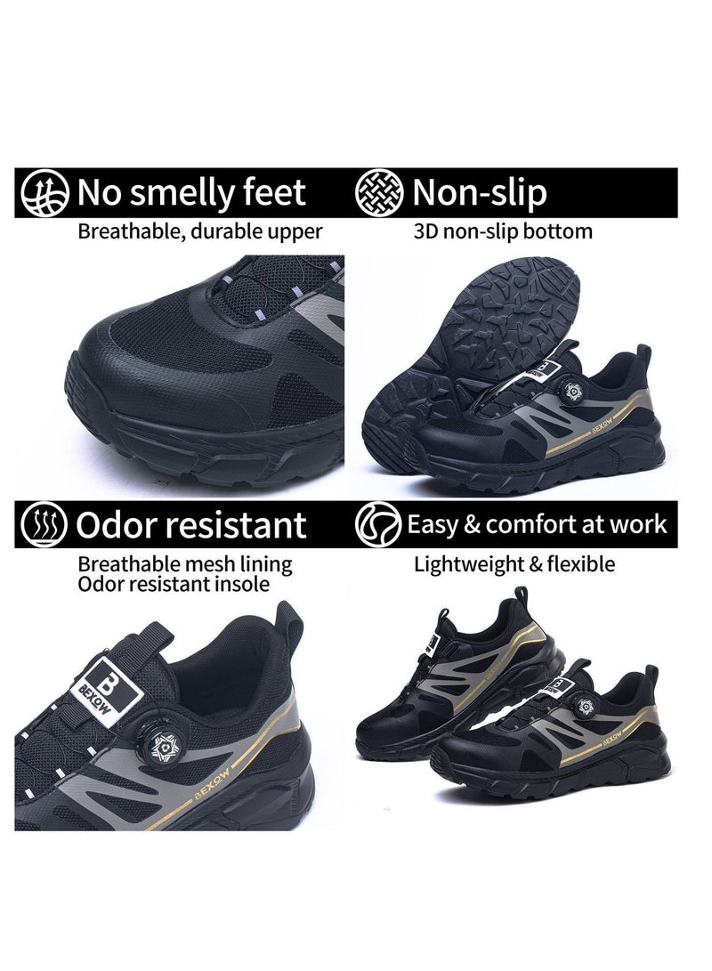 BEXOW Premium Safety Shoes Steel Toe Lightweight Slip Resistant Breathable Work Sneakers with Kevlar Midsole Anti-Smashing Puncture Proof Comfortable Industrial Footwear for Men and Women - Image 5