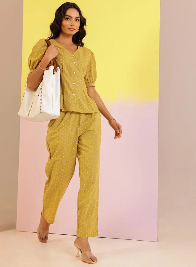 sanskrutihomes sanskrutihomes Polka Dot Printed Pure Cotton Top and Pants Co-Ords
