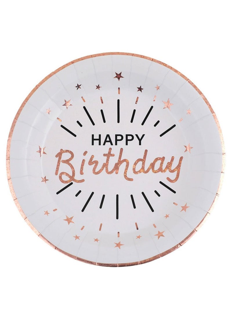 أطباق ورقية للاستخدام مرة واحدة لعيد ميلاد سعيد باللون الذهبي الوردي، عبوة من 10 قطع، مقاس 22.5 سم