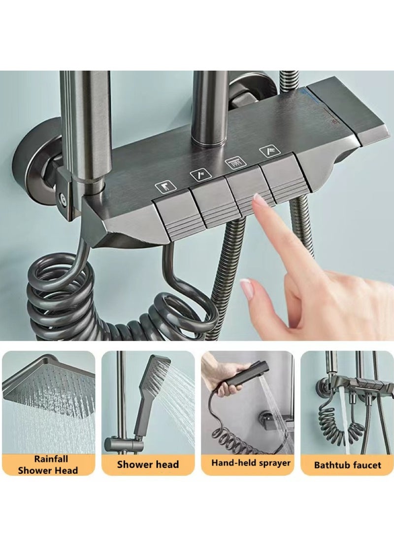 Kutis 1-Set Shower System Bathroom Shower Faucet Swivel Rainfall Shower Head with Handheld Adjustable Complete Set Tub Spout Wall Mount Tap Set  - Image 2