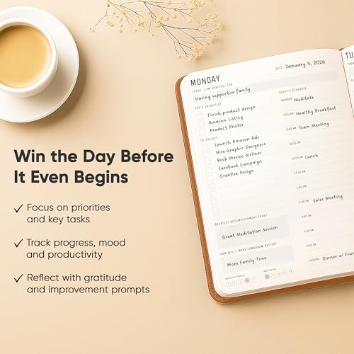 PRODUCTIVITY STORE Daily Planner 2025 (5" x 8") Brown - Image 4