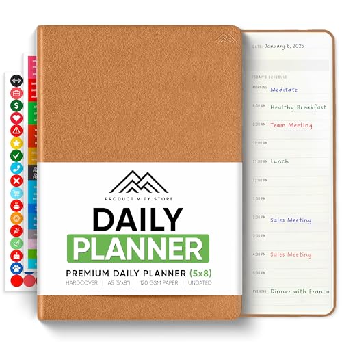 PRODUCTIVITY STORE Daily Planner 2025 (5" x 8") Brown - Image 1