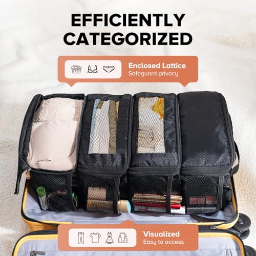Vokelater Suitcase Organizer, Travel Luggage Organizer Hanging Shelves Packing Cube Closet/Collapsible Portable Travel Organizer for Carry-on, Small, Black - Image 3