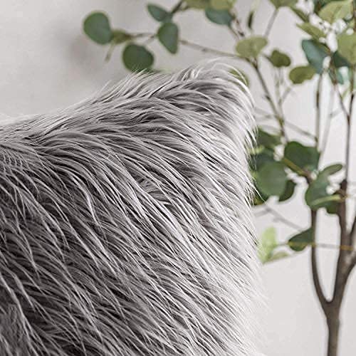 CottonFry Blue Monkey Soft Luxury Faux Fur Cushion Cover (1 Piece, Fillers Not Included) (Grey, 12x18) - Image 2