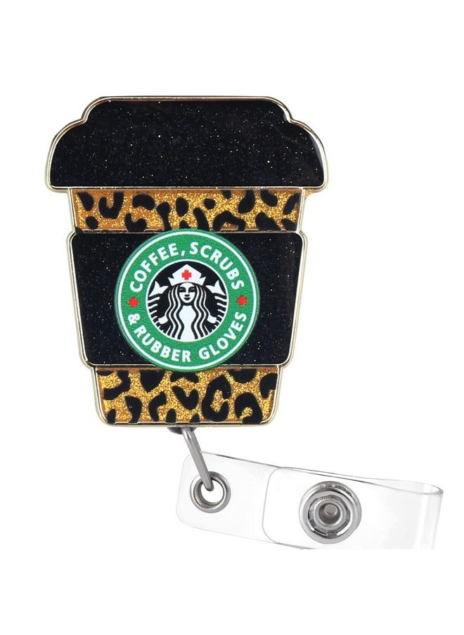 ABAMERICA Badge Reel Retractable For Nurses Nursing Badge Reel With Belt Clip Or Alligator Clip For Nursing Student Doctors And Rn Perfect Nurse Grad Gift Cute Coffee Scrub Heart Pattern  - Image 1