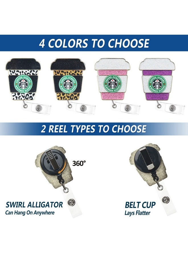 ABAMERICA Badge Reel Retractable For Nurses Nursing Badge Reel With Belt Clip Or Alligator Clip For Nursing Student Doctors And Rn Perfect Nurse Grad Gift Cute Coffee Scrub Heart Pattern  - Image 3
