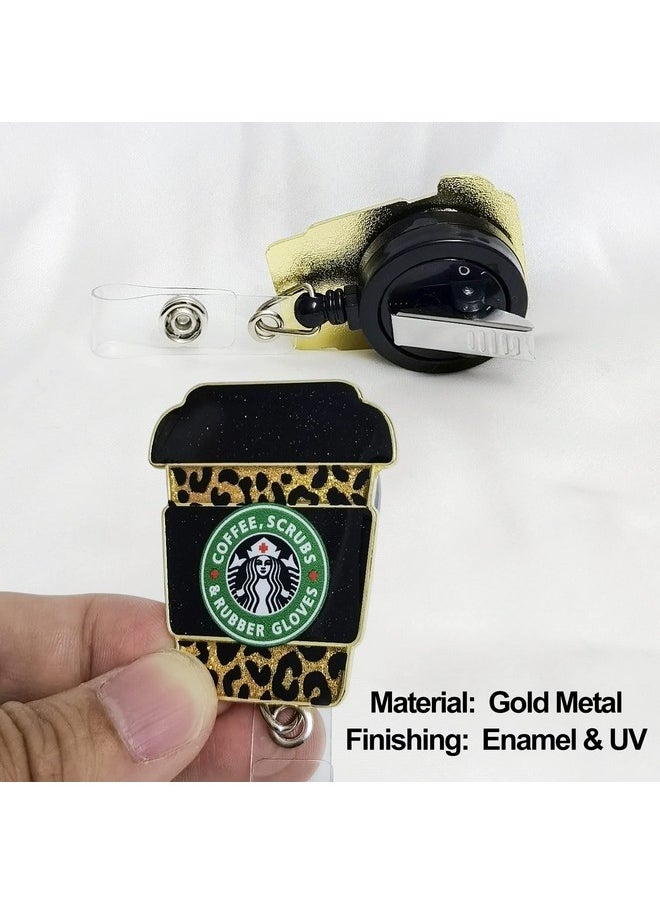 ABAMERICA Badge Reel Retractable For Nurses Nursing Badge Reel With Belt Clip Or Alligator Clip For Nursing Student Doctors And Rn Perfect Nurse Grad Gift Cute Coffee Scrub Heart Pattern  - Image 2