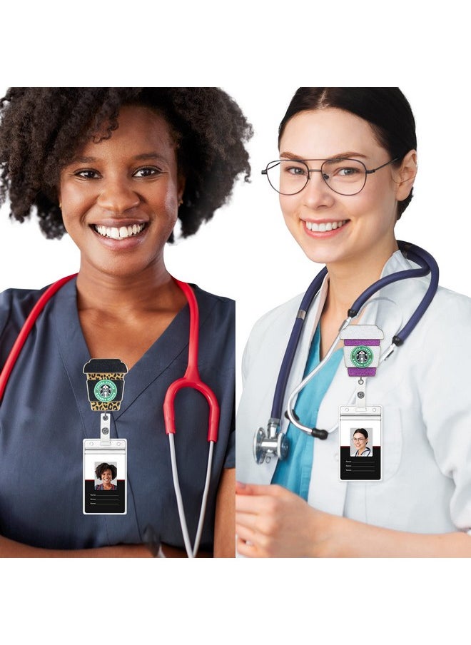 ABAMERICA Badge Reel Retractable For Nurses Nursing Badge Reel With Belt Clip Or Alligator Clip For Nursing Student Doctors And Rn Perfect Nurse Grad Gift Cute Coffee Scrub Heart Pattern  - Image 5