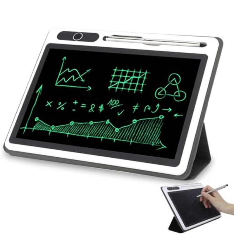 LCD Writing Tablet 10 Inch, Electronic Notepad Drawing Board Graphic Tablet with Faux Leather Case, Handwriting Board for Work Study Memos Business Meetings Daily Notes, Black - Image 1