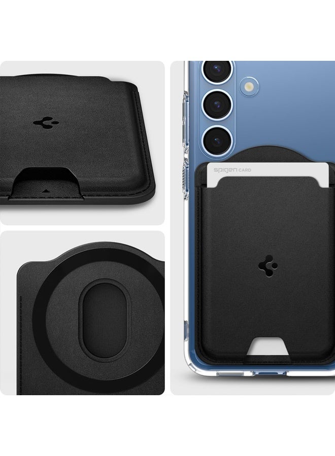 Spigen محفظة بطاقات فالنتينوس (MagFit) مغناطيسية [3 بطاقات] لسلسلة سامسونج جالاكسي S25 مع غلاف مغناطيسي فقط ومتوافقة مع MagSafe مع طرازات آيفون 16/15/14/13/12 - أسود - Image 3