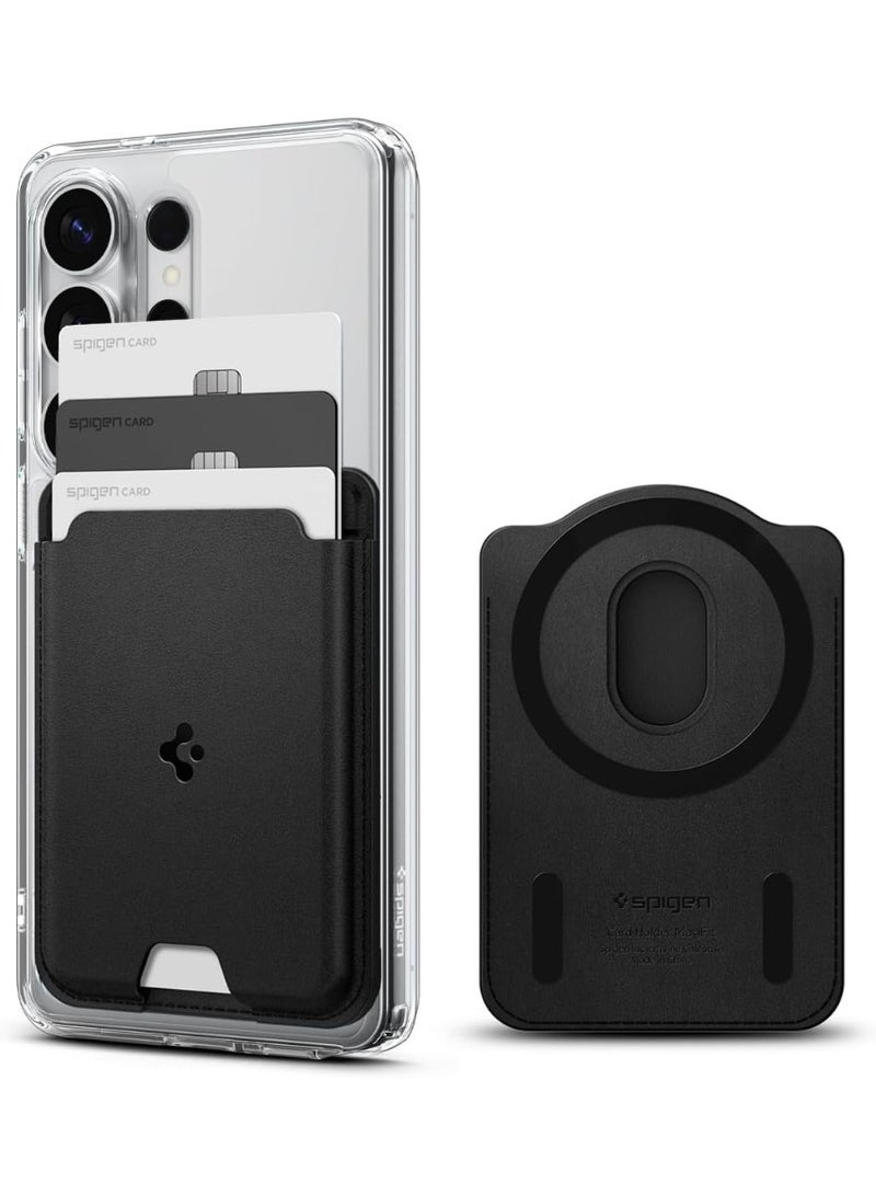 Spigen Valentinus (MagFit) for Samsung Galaxy S26 / S25 series MagSafe Wallet Card Holder [3 Cards] with Magnetic Case only and MagSafe compatible with iPhone 17/16/15/14/13/12 Models - Black - Image 1