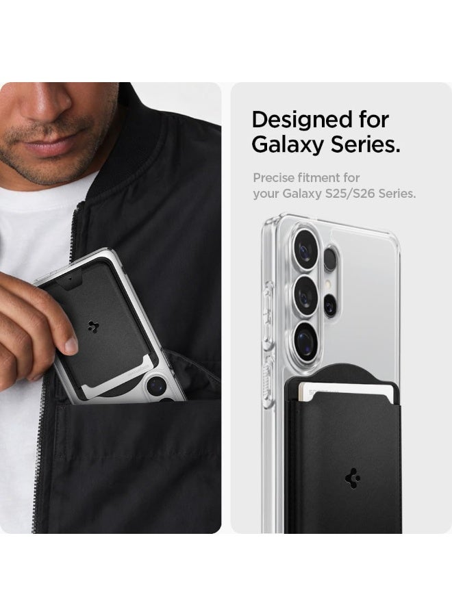 Spigen Valentinus (MagFit) for Samsung Galaxy S26 / S25 series MagSafe Wallet Card Holder [3 Cards] with Magnetic Case only and MagSafe compatible with iPhone 17/16/15/14/13/12 Models - Black - Image 3