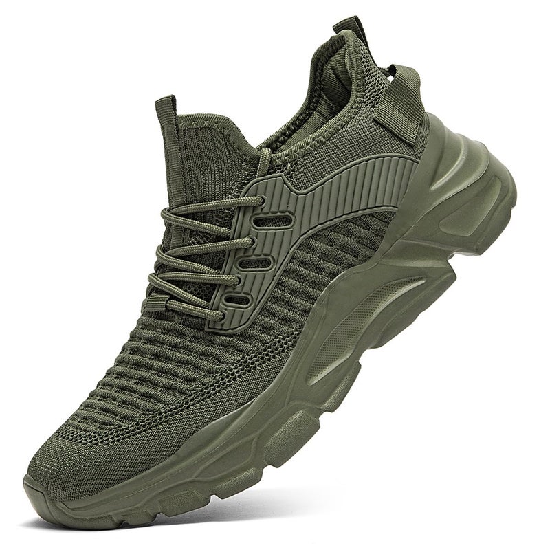 Kapsen Men's Slip on Running Walking Shoes Tennis Sneakers Lightweight Breathable Casual Soft Sole Comfort Work Gym Trainers Green - Image 1