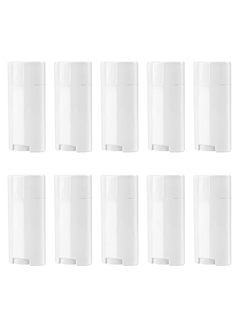Framendino Framendino, 10 Pack 2.5 Oz Empty Deodorant Containers Plastic 75 ml White Oval Twist-Up Refillable Tubes Container for DIY 