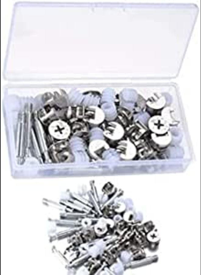ABBASALI ABBASALI Furniture Connection Fittings 4-in-1 Kit - Fixing Screw with Locking Cam Fitting, Dowel Screws, Pre-Inserted Nut & Screw Caps for Furniture, Cabinet,Wardrobe etc (25 SET))  - Image 1