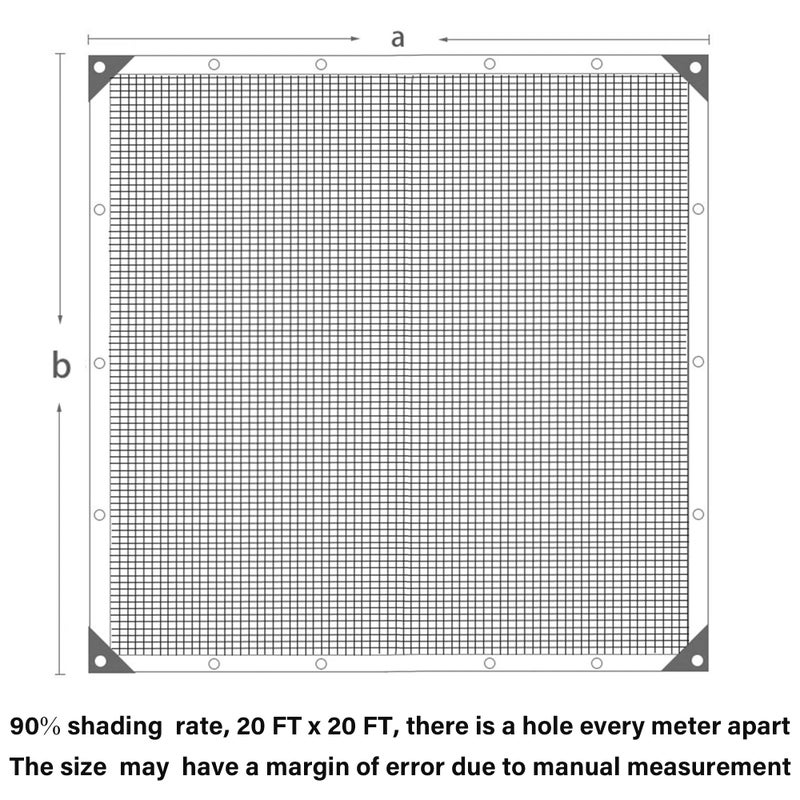 winemana 90% Shade Cloth, Dog Kennel Shade Cover, 20 x 20 FT Sturdy Durable Sunblock Shade Mesh Tarp with Grommets for Patio Plants Greenhouse Chicken Coop Porch - Image 2