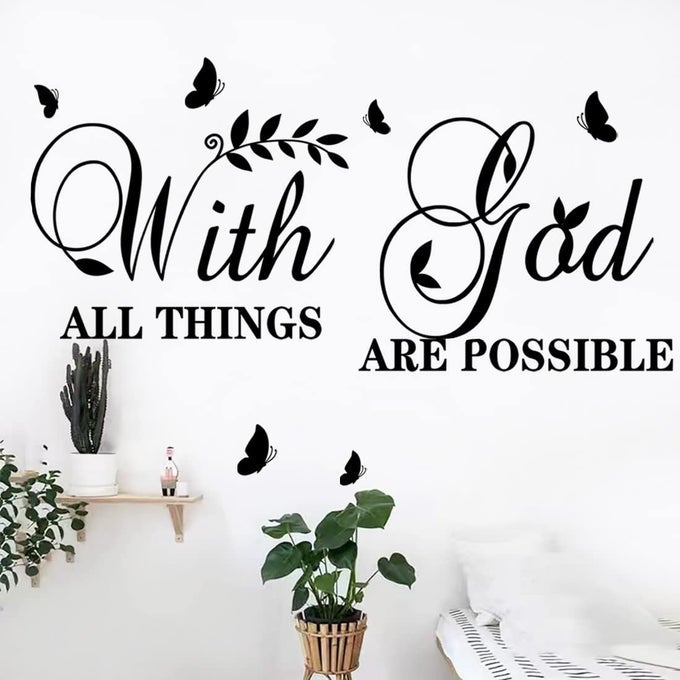 INSPIRATIONAL GOD ALL THINGS POSSIBLE WALL STICKERS MOTIVATIONAL QUOTE ART DECALS VINYL DECAL