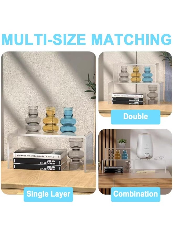 TPGP Pack of 8 Large Acrylic Display Stands, Transparent Rectangular Acrylic Shelf for Organisation and Decoration for Desserts, Jewellery, Funko Pop Dolls - Image 2