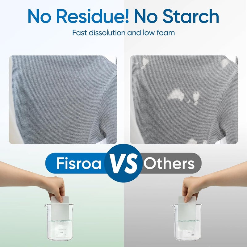 Fisroa Fragrance Free Laundry Detergent Sheets Travel Eco-friendly 300 Loads Clothes Washing Detergent Sheets Plastic-Free Washer Strips, Unscented Liquidless Laundry Strips Tablet - Image 5