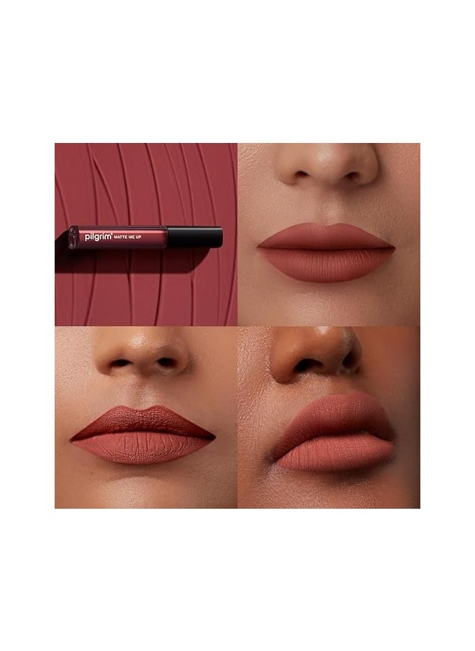 PILGRIM Pilgrim Liquid Matte Lipstick - Saucy Coral | Lipstick for Women with Hyaluronic Acid & Spanish Squalane | Transferproof, Long Lasting & Non Drying with Hydrating Ingredients 3gms  - Image 3