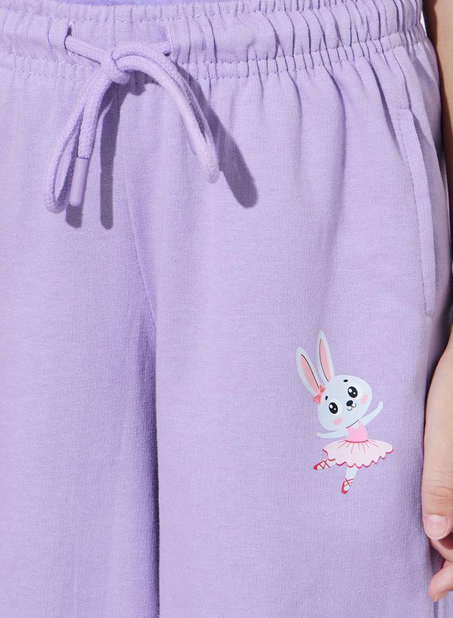 Styli Girls Lilac Bunny print Wide Leg Joggers - Image 4
