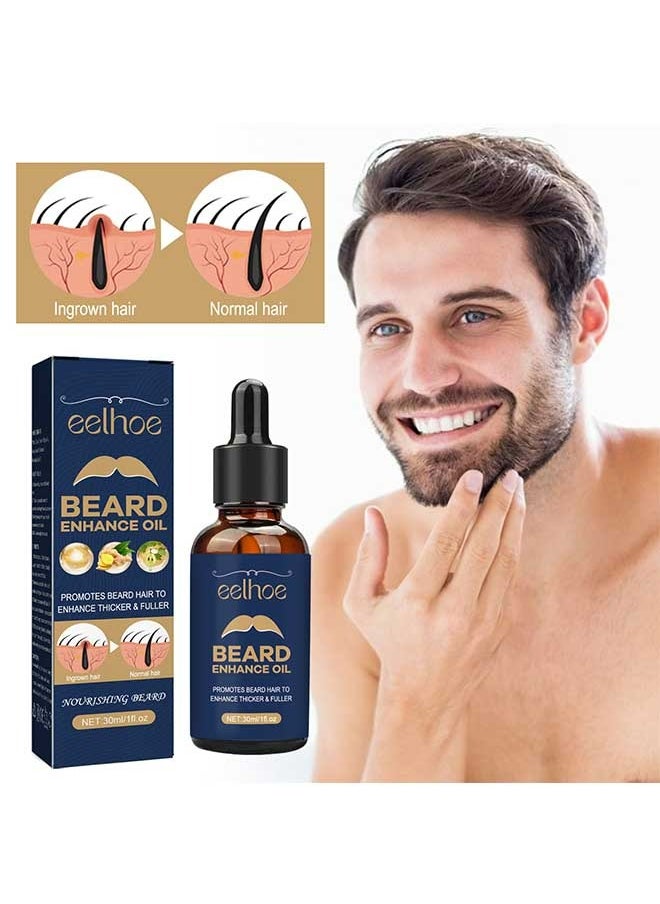 EELHOE Beard Enhance Oil, for Beard More Full and Thick, Beard Growth Care Serum of Plant Extraction, Pure Natural Promote Beard and Hair Growth 30ml  - Image 1
