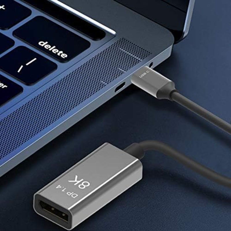 USB C to DisplayPort Adapter, 8K@60Hz 4K@144Hz Male to Female Converter, 25CM Thunderbolt 3 to DisplayPort Adapter for MacBook Pro, MacBook Air, iPad Pro, XPS 15/13, Spectre, Surface - Image 2