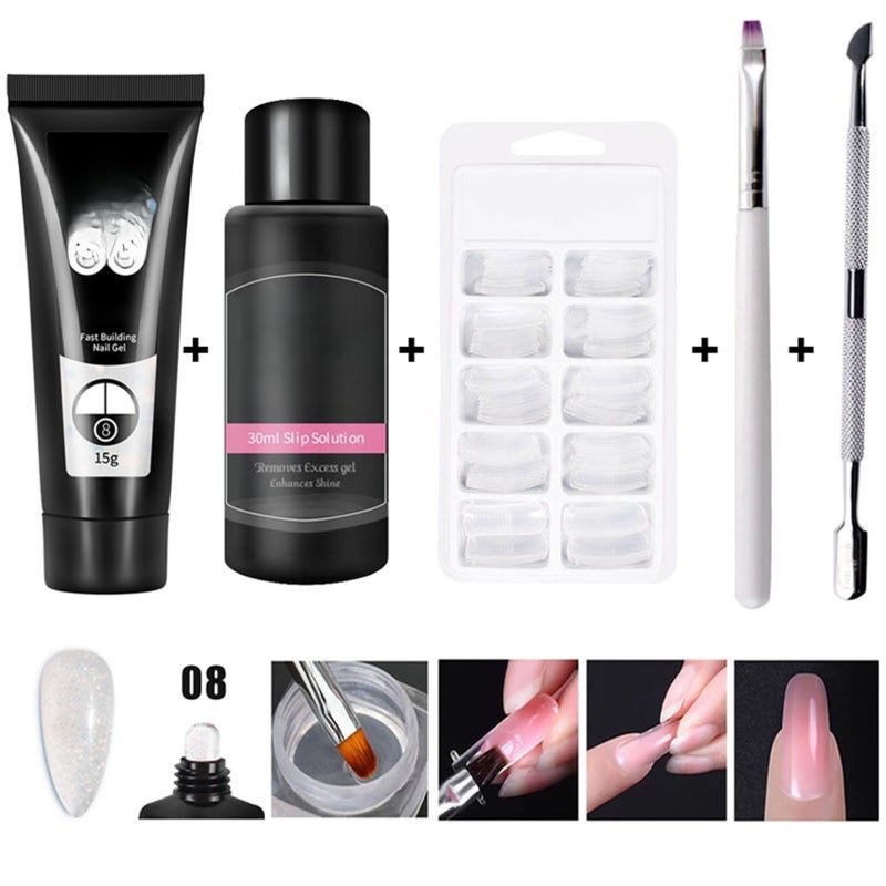 Manicure Set 15g Quick Building Gel 30ml Slip Solution 100Pcs Nail Molds Nail Extension Tools - Image 5
