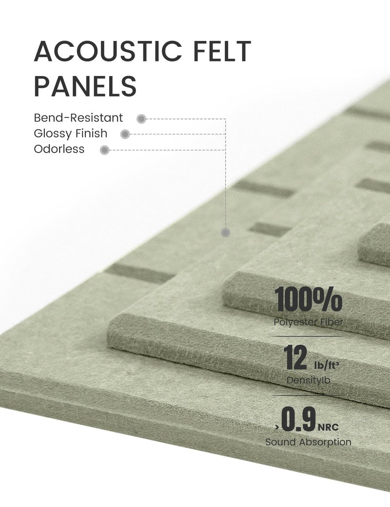 Fluxynara Felt Bulletin Board Tiles Large 48" x 36" Cork Board Alternative-12 Pack with 70 Adhesive Tabs, Thick Slat Wall Panels for Office Decor, Push Pin Board Wall Organizer Alternative-Sage Green - Image 4