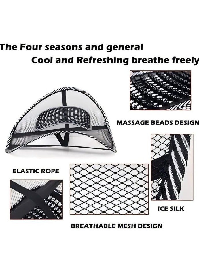 Lumbar Support, Car Mesh Back Support with Massage Beads Ergonomic Designed for Comfort and Lower Back Pain Relief - Lumbar Back Support Cushion for Car Seat, Office Chair,Wheelchair - Image 3
