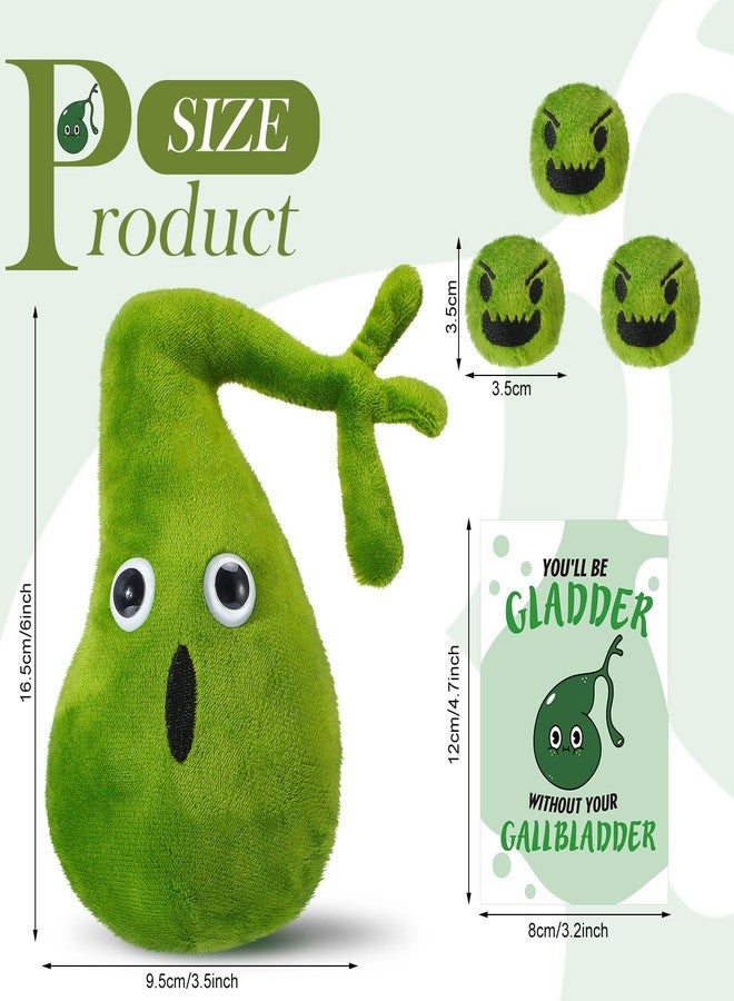 WinnerWhy Gallbladder Plush Set Gall Surgery Recovery Gifts Include Gall Plush with Gallstones Stuffed and Gallbladder Get Well Card Operation Removal Recovery Gift for Gallstones Patient(Green) - Image 2