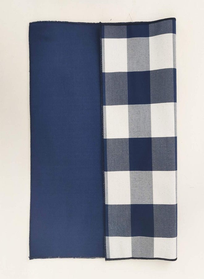 Fennco Styles Buffalo Check Double Layers Reversible Placemats 14" W x 20" L, Set of 4 - Handmade in USA - Navy Blue Plaid Table Mats for Everyday Use, Banquet, Holiday, Special Occasion - Image 4
