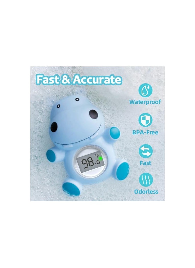 SYOSI - Baby Bath Tub Thermometer for Newborn, Bathtub Water Temperature Thermometer for Toddler, Baby Water Thermometer, Safety Floating Bathing Tub Toy Newborn Bath Essentials, Gift for Mom Kid (Hippo) - Image 1