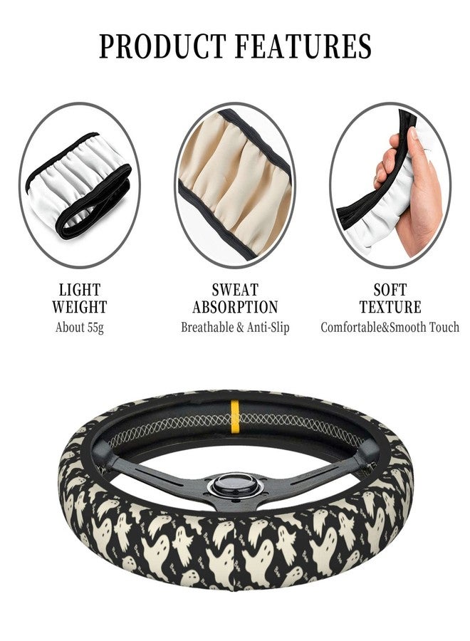 YANGDADA Ghost Pattern Steering Wheel Cover Universal 15 Inch Cute Car Accessories Protector for Women Men - Image 3