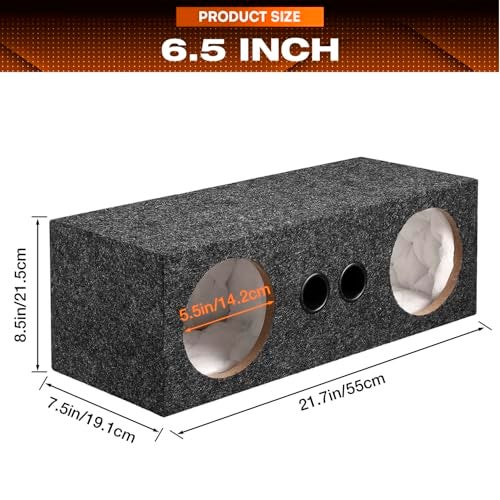 Suacopzar Dual 6.5 Inch Car Audio Subwoofer Enclosure Box, Dual Sealed Carpet Covered Car Audio Vehicle Subwoofer Enclosure with 2 Slot Port Vent, Woofer Box for Improves Audio Quality - Image 3