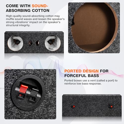 Suacopzar Dual 6.5 Inch Car Audio Subwoofer Enclosure Box, Dual Sealed Carpet Covered Car Audio Vehicle Subwoofer Enclosure with 2 Slot Port Vent, Woofer Box for Improves Audio Quality - Image 5