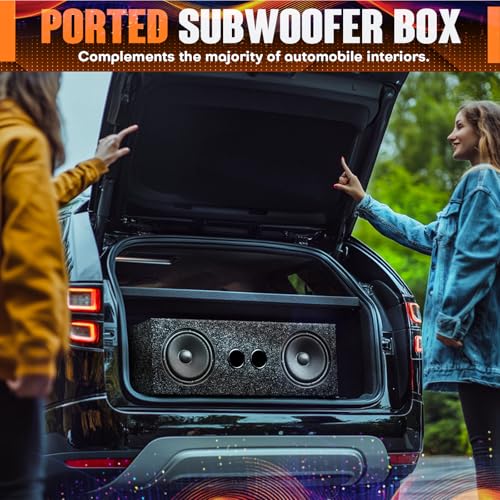 Suacopzar Dual 6.5 Inch Car Audio Subwoofer Enclosure Box, Dual Sealed Carpet Covered Car Audio Vehicle Subwoofer Enclosure with 2 Slot Port Vent, Woofer Box for Improves Audio Quality - Image 4