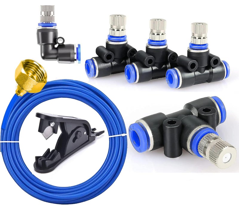 APPSTER Misting Cooling System 10Mtr Pipe + 5pcs Atomization Nozzles + 1/2" Tap Connector + Cutter for DIY Sanitization Fogger Sprayer Watering Fogging Kit Sprinkler for Garden Outdoor Balcony - Image 1