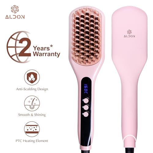 Aldon Hair Straightener Brush for Women | Daily Use Hair Straightening Brush | 30 Sec Fast Heating | Adjustable Heat 100–200°C with Temperature Control & LED Display | Anti-Scald Design & Auto Shut-Off | Safe for Natural & Coloured Hair | 6 Ft Swivel Cord | Straight Hair in 5 Minutes - Image 3