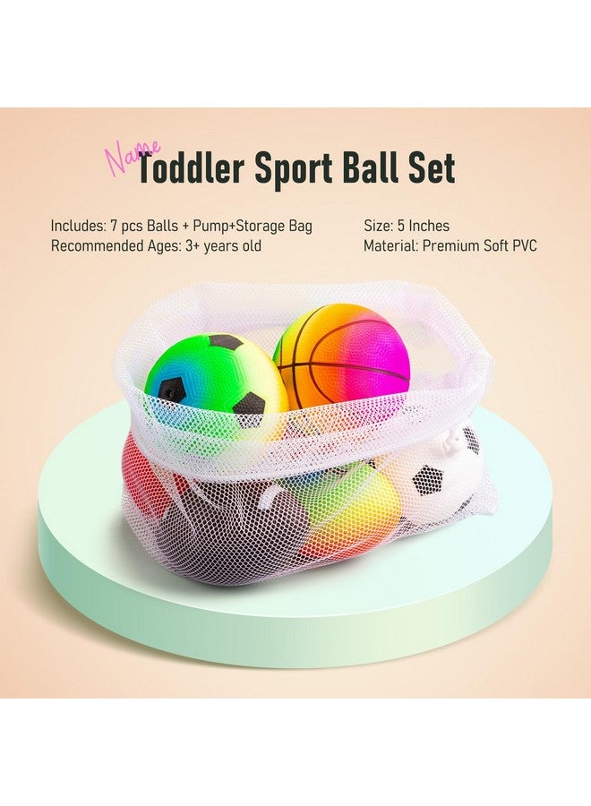 EVERICH TOY EVERICH Balls for Toddlers 1-3, 7 Pcs 5" Playground Balls for Kids, Soft Rubber Small Sports Ball Set with Football, Basketball, Soccer, Indoor Outdoor Toddler Toys Games Birthday Gifts for Boys Girls - Image 5