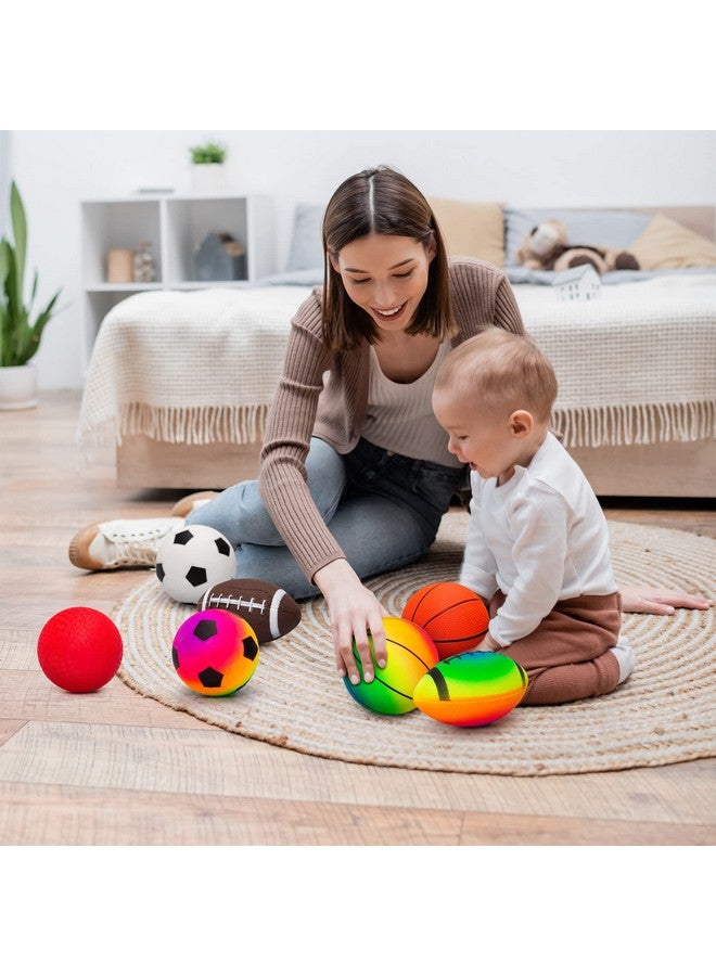 EVERICH TOY EVERICH Balls for Toddlers 1-3, 7 Pcs 5" Playground Balls for Kids, Soft Rubber Small Sports Ball Set with Football, Basketball, Soccer, Indoor Outdoor Toddler Toys Games Birthday Gifts for Boys Girls - Image 4