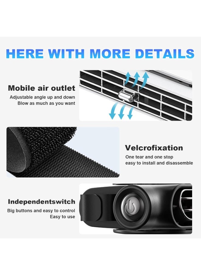 مروحة تبريد مقعد السيارة، مروحة مقعد الرقبة المحمولة الجديدة لعام 2025 مع بطارية 3000mAh مدمجة، مروحة مقعد للسيارات مع 3 سرعات هواء قابلة للتعديل للسيارة، SUV، الشاحنات، الحافلات الصغيرة - Image 4