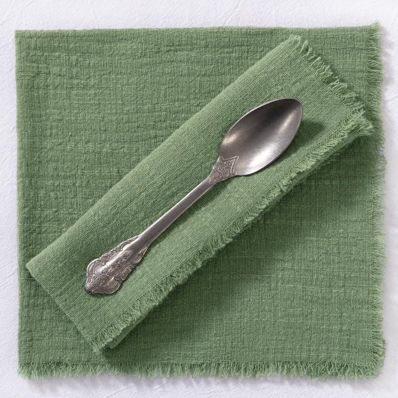 MLMC 6 Pack Sage Green Linen Napkins Boho Washable Cloth Napkins with Fringe Reusable Rustic Gauze Dinner Table Decor 1717 for Wedding Party Baby Shower Spring Decor - Image 5