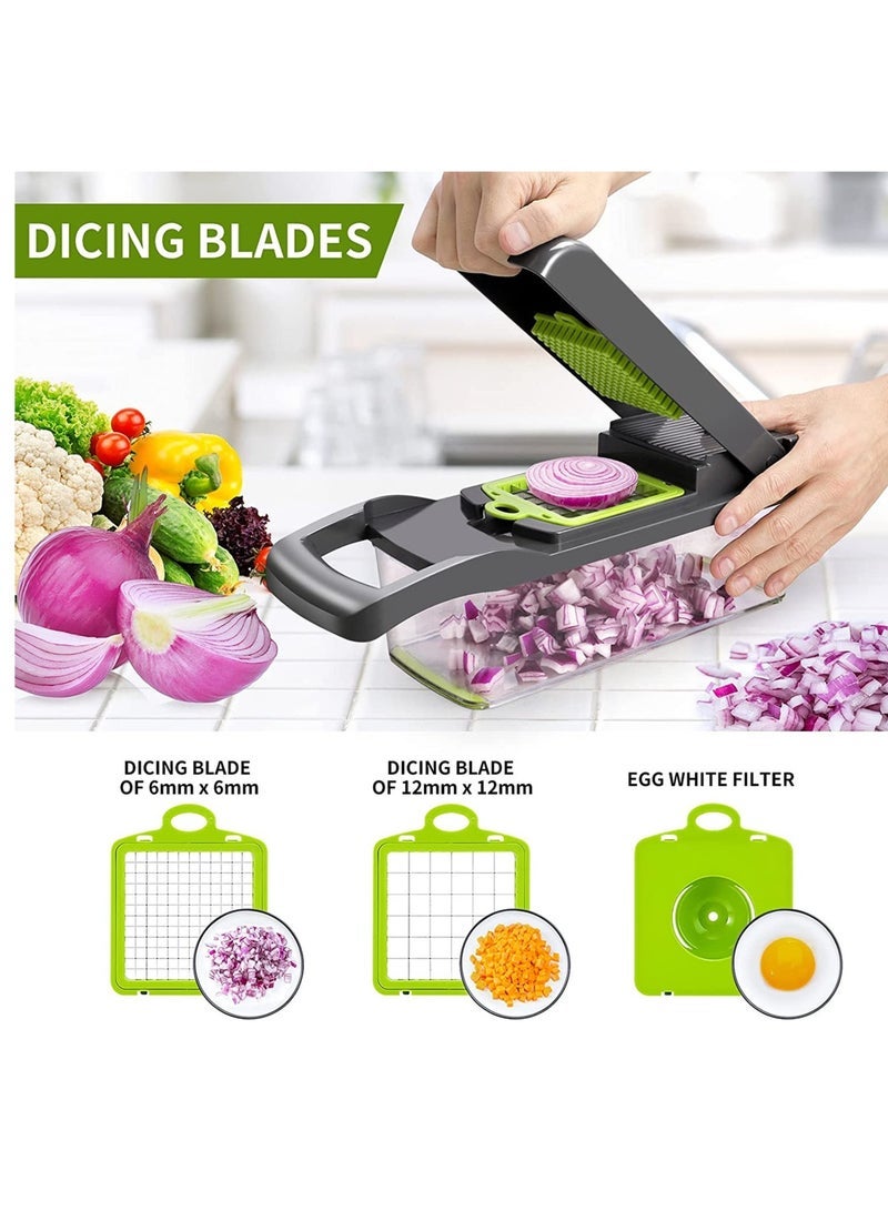 Multifunctional 13-in-1 Food Choppers Onion Chopper Vegetable Slicer Cutter Dicer Veggie chopper with 8 Blades,Colander Basket,Container for Salad Potato Carrot Garlic - Image 3