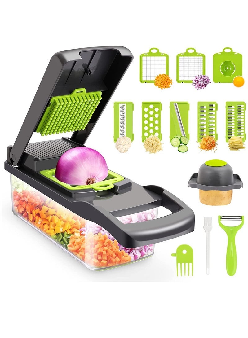 Multifunctional 13-in-1 Food Choppers Onion Chopper Vegetable Slicer Cutter Dicer Veggie chopper with 8 Blades,Colander Basket,Container for Salad Potato Carrot Garlic - Image 1