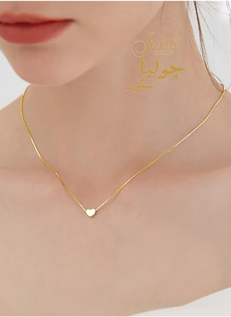 Julia Store - Stainless Steel Gold Heart Necklaces for Women 14k Gold Plated Pendant Necklace Simple Cute Necklaces for Women Dainty Choker Necklaces for Women Gold Jewelry By Julia Store - Image 1