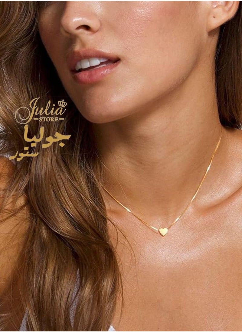 Julia Store - Stainless Steel Gold Heart Necklaces for Women 14k Gold Plated Pendant Necklace Simple Cute Necklaces for Women Dainty Choker Necklaces for Women Gold Jewelry By Julia Store - Image 1